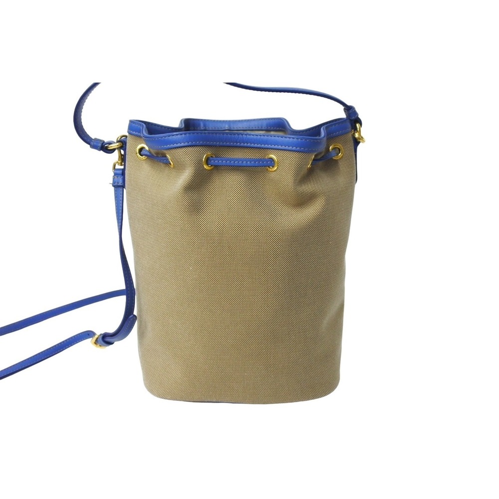 Prada drawstring handbag bag shoulder Beige jacquard blue Tan - Picture 4 of 8
